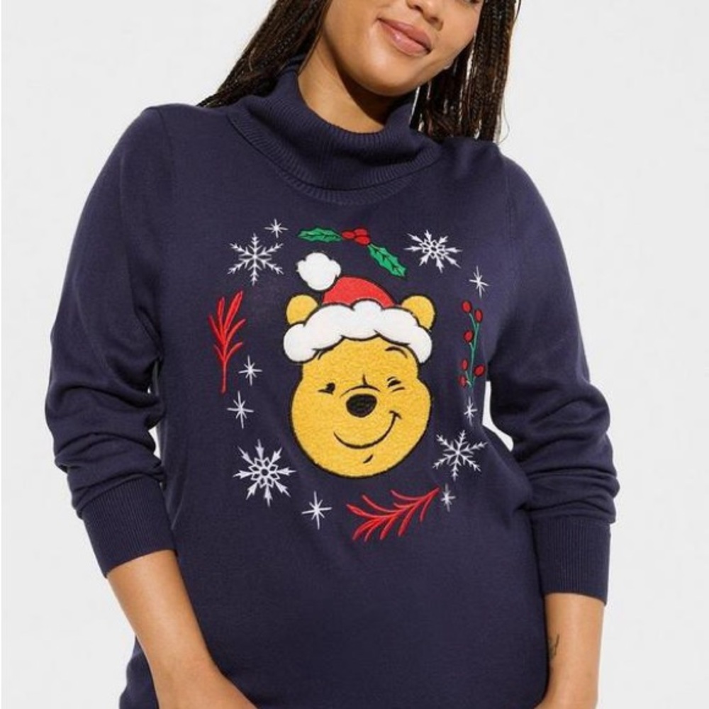 Torrid Disney Pooh Holiday Turtleneck Pullover Sweater 1X (14-16)